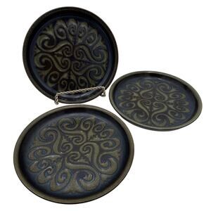 Vintage Denby-Langley Bread & Butter Plates in Bukara Stoneware Set of 3